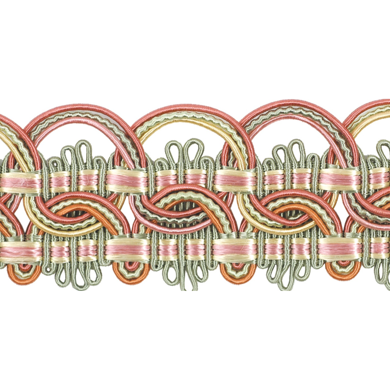 Atelier Braid Trim 35mm Blush/Sage | Luxury Interiors, Elegant Trimming ...