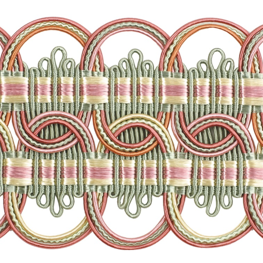 Atelier Trim 70mm Blush/Sage | Wide Decorative Braid - Elegant Trimming ...