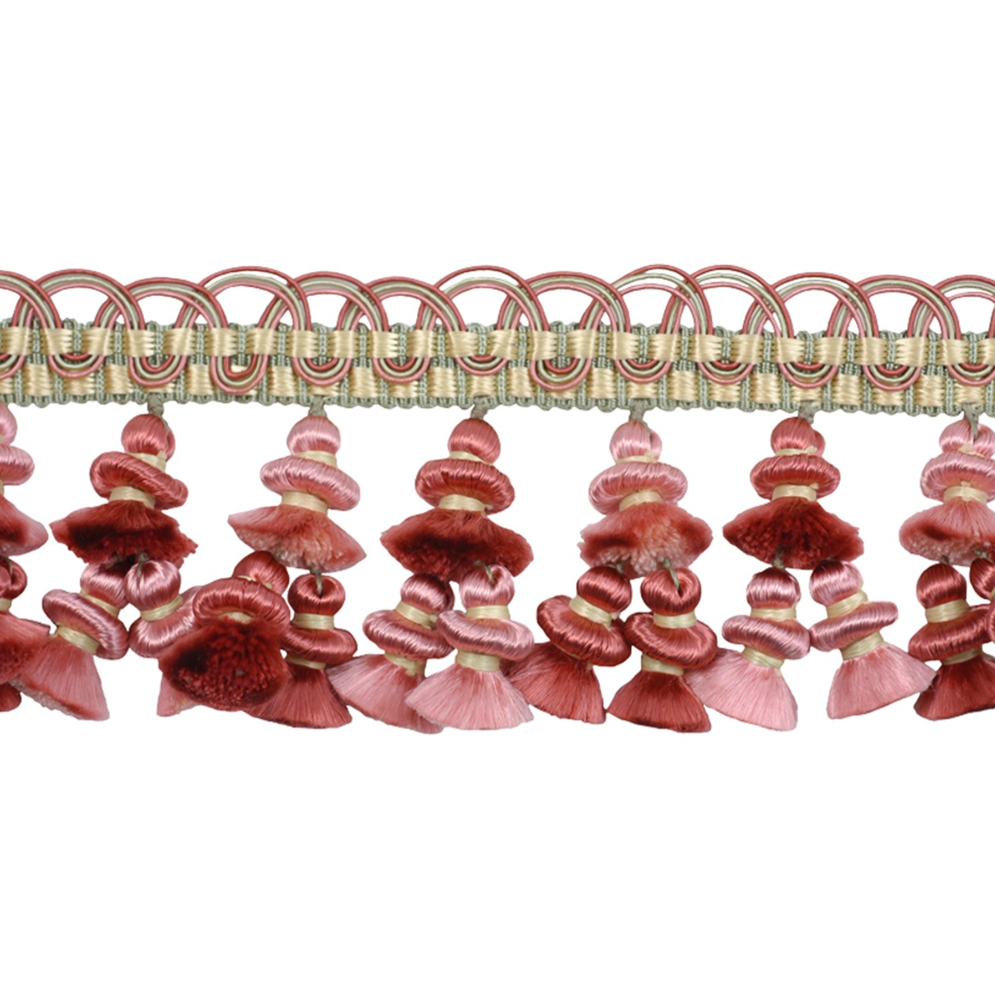 Atelier Tassel Fringe 65mm Trim Blush/Sage
