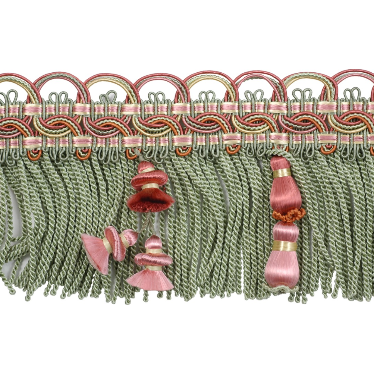 Atelier Tassel Fringe 95mm Trim Blush/Sage