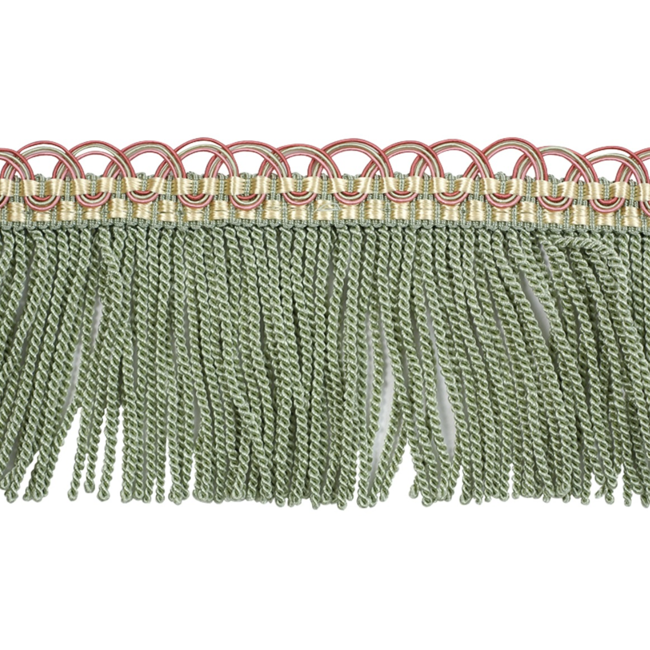 Atelier Twisted Bullion Fringe 80mm Trim Blush/Sage