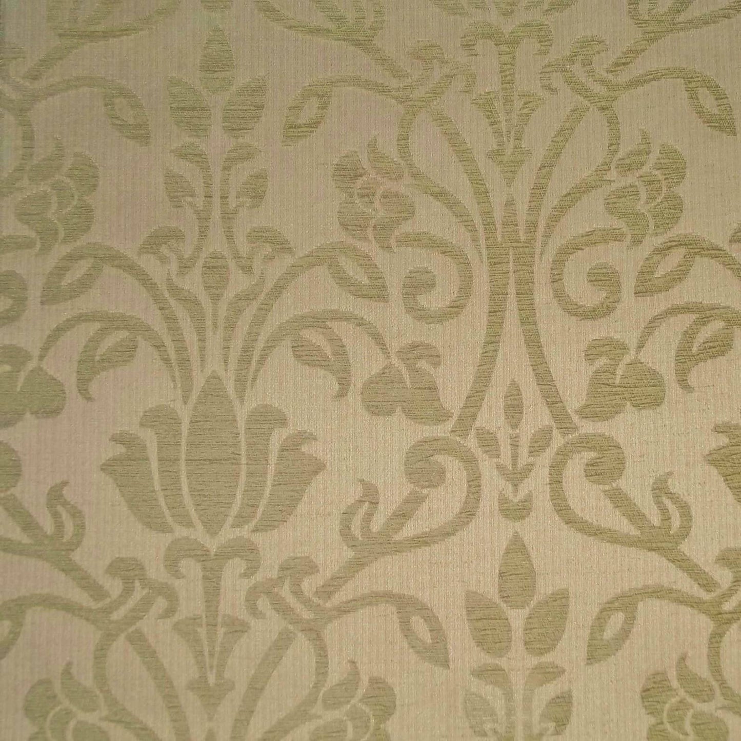 Audley Medallion Damask Chenille Sage Upholstery Fabric