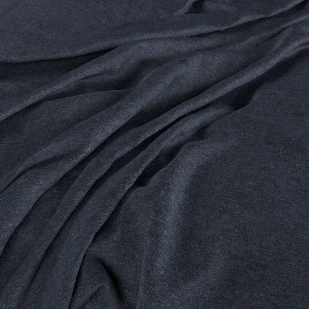 Draped Aurea Chenille Navy fabric showcasing its rich navy tone and smooth, washable chenille texture for elegant crafting.