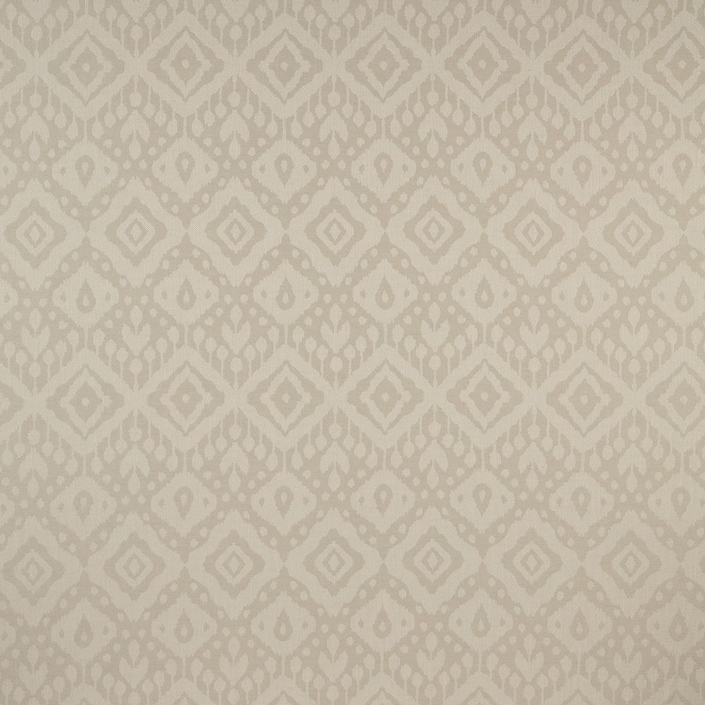 Axum Woven Jacquard Sand fabric with a symmetrical Moroccan Ikat-inspired design in beige and sand hues, perfect for elegant interiors.