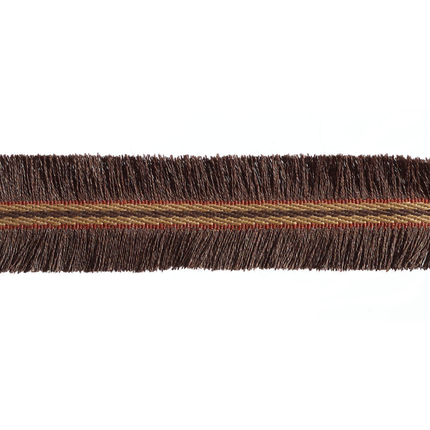 Brown frayed edge trim on a white background