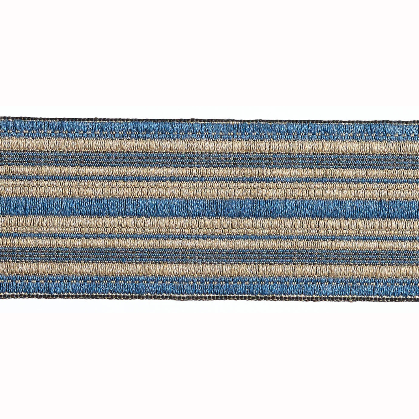 Baya Striped Border Braid 50mm Trim Denim