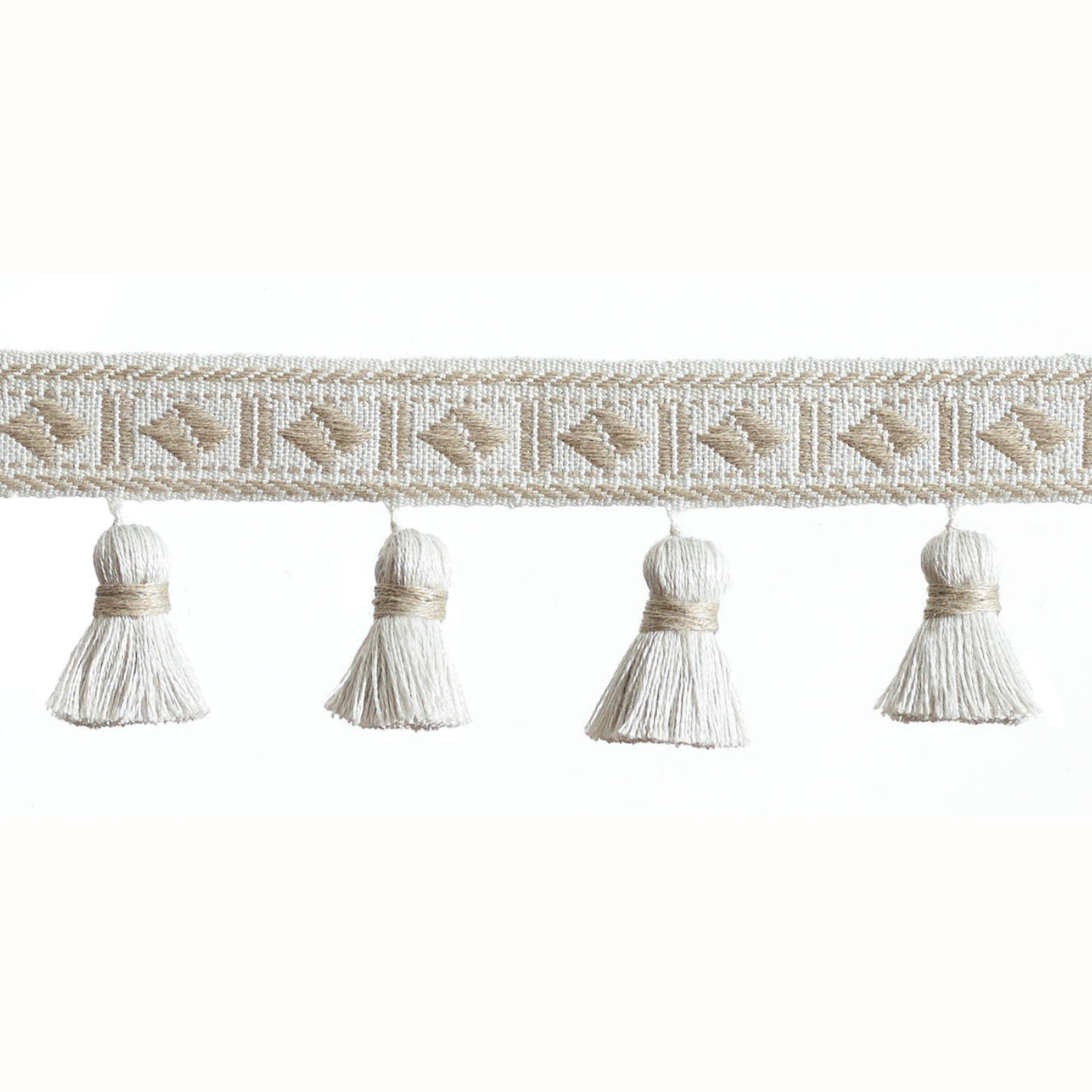 Baya Diamond Tassel Fringe 60mm Trim Winter Linen