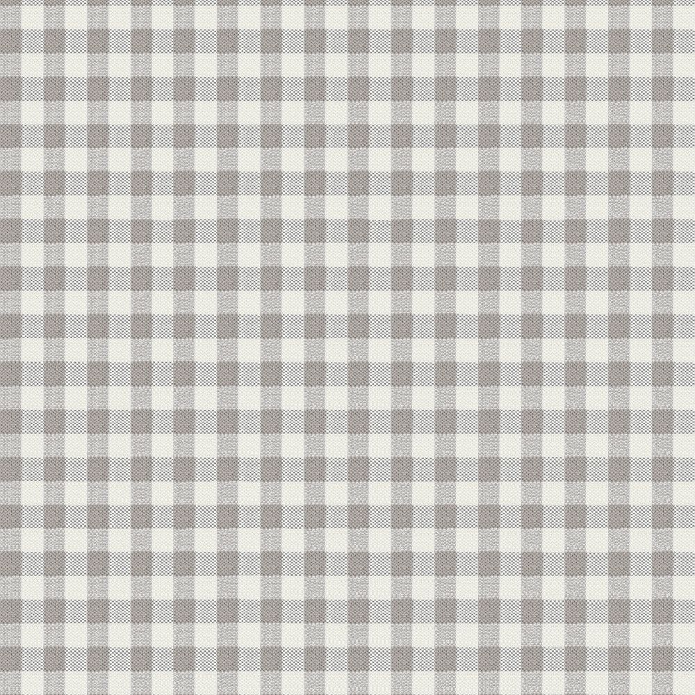 Beechwood Linen fabric in medium-scale gingham check pattern with beige and grey tones, ideal for upholstery, curtains, and blinds.
