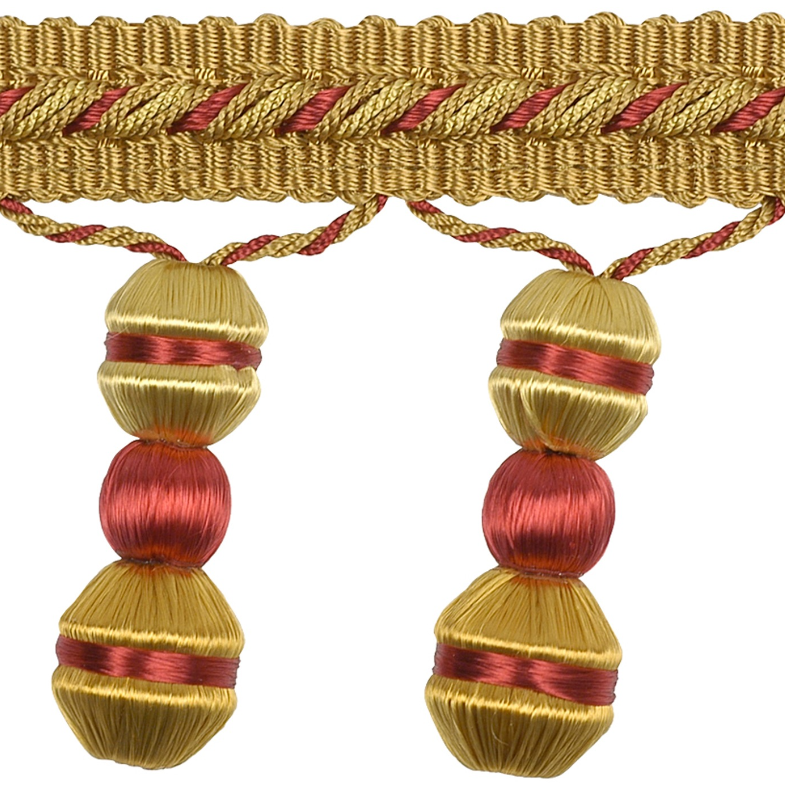 Belleforge Beaded Fringe 60mm Trim Crimson/Gold