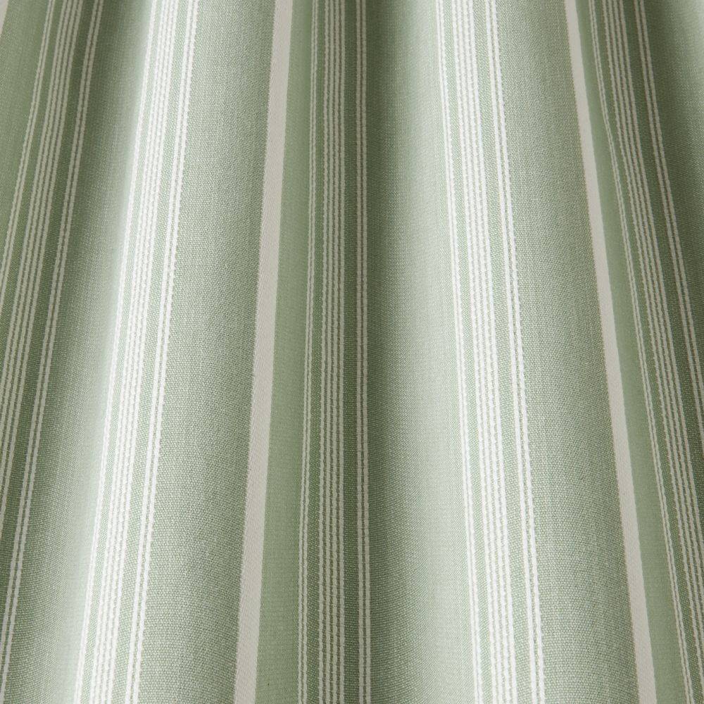 Classic cotton Benedict Woven Stripe Mint fabric draped to show texture and stripe detail, perfect for curtain and home décor use.