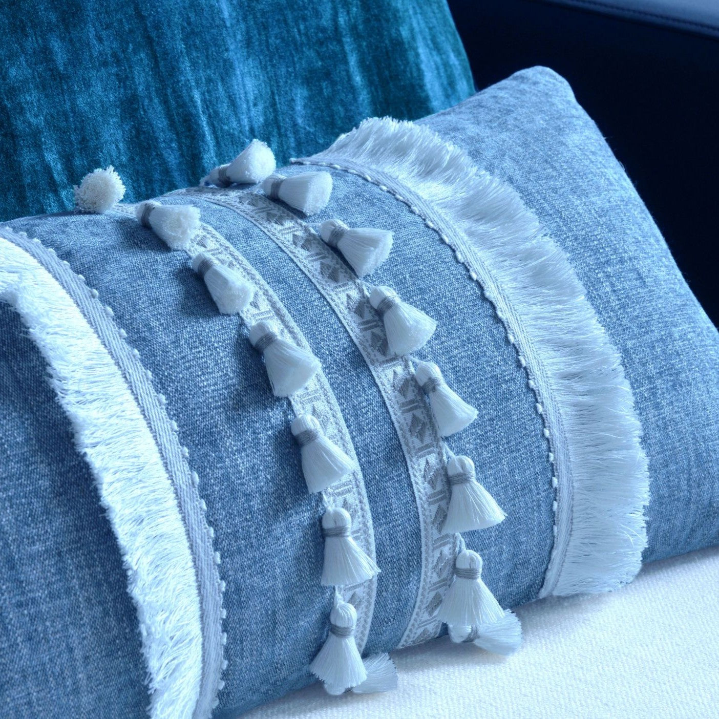 Cushion with Baya Cut Fringe detail