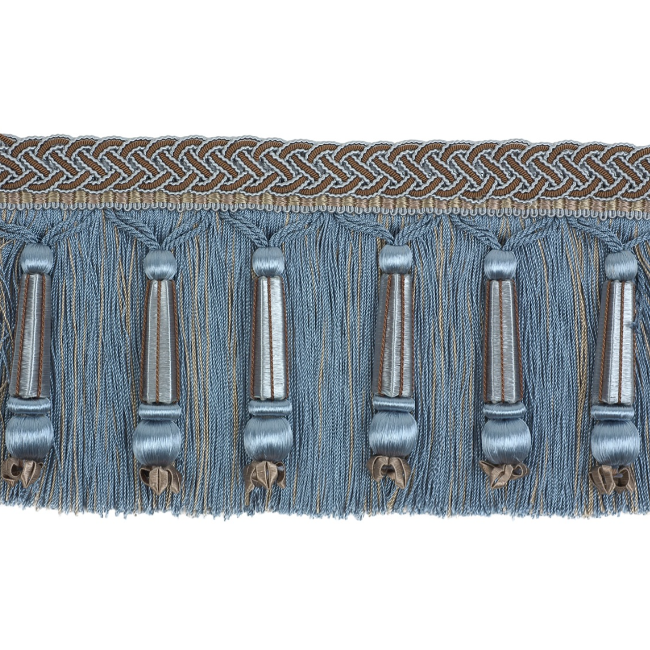 Decoluxe Beaded Cut Fringe 125mm Trim Drawing Room Blue