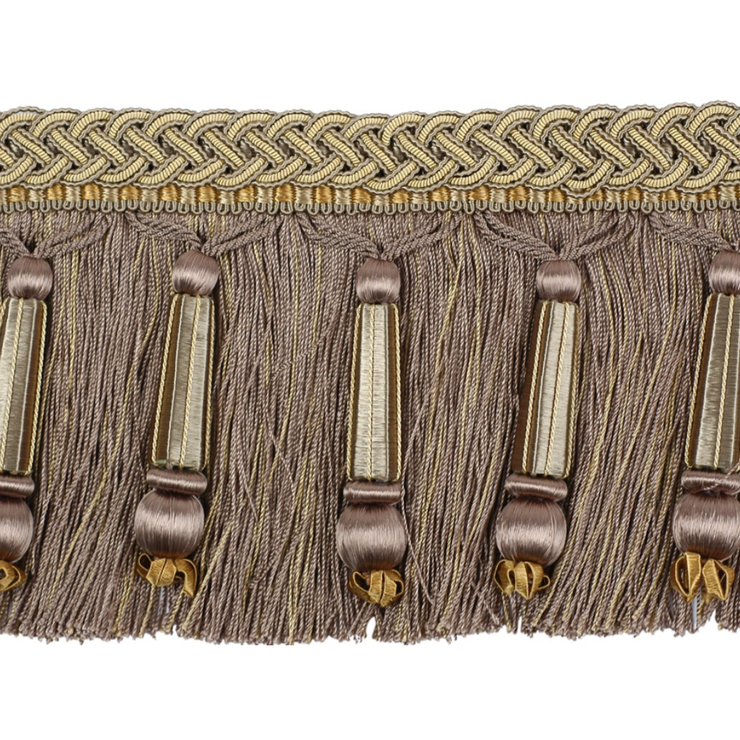 Decoluxe Beaded Cut Fringe 125mm Trim Heather