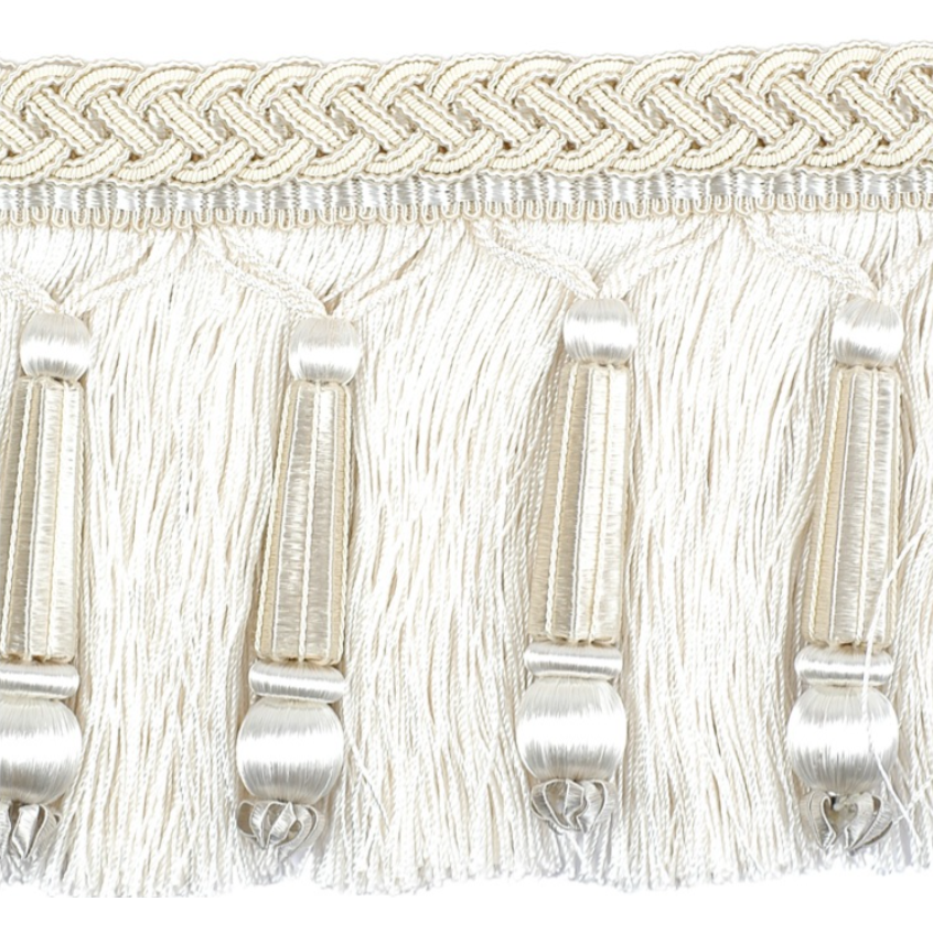 Decoluxe Beaded Cut Fringe 125mm Trim Pearl