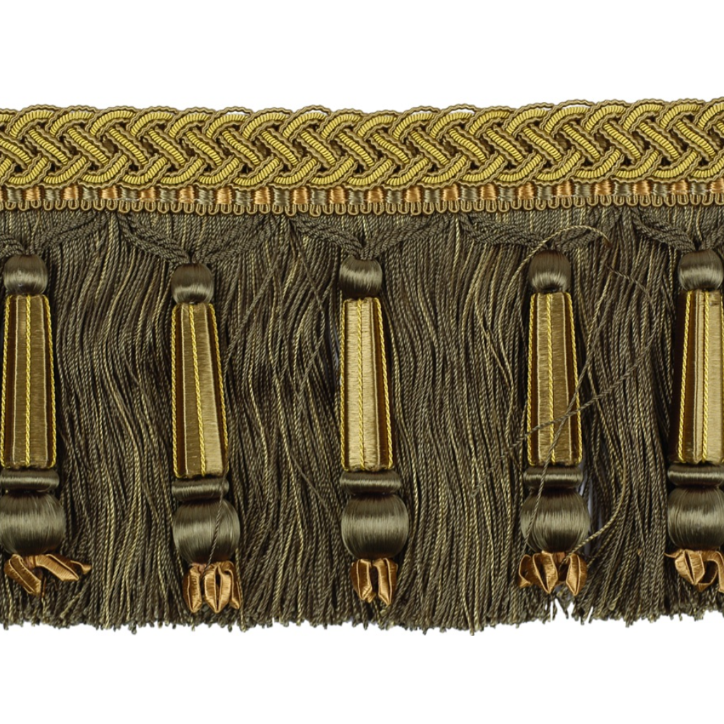 Decoluxe Beaded Cut Fringe 125mm Trim Verdant Gold