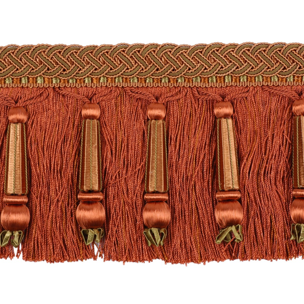 Decoluxe Beaded Cut Fringe 125mm Trim Vermillion
