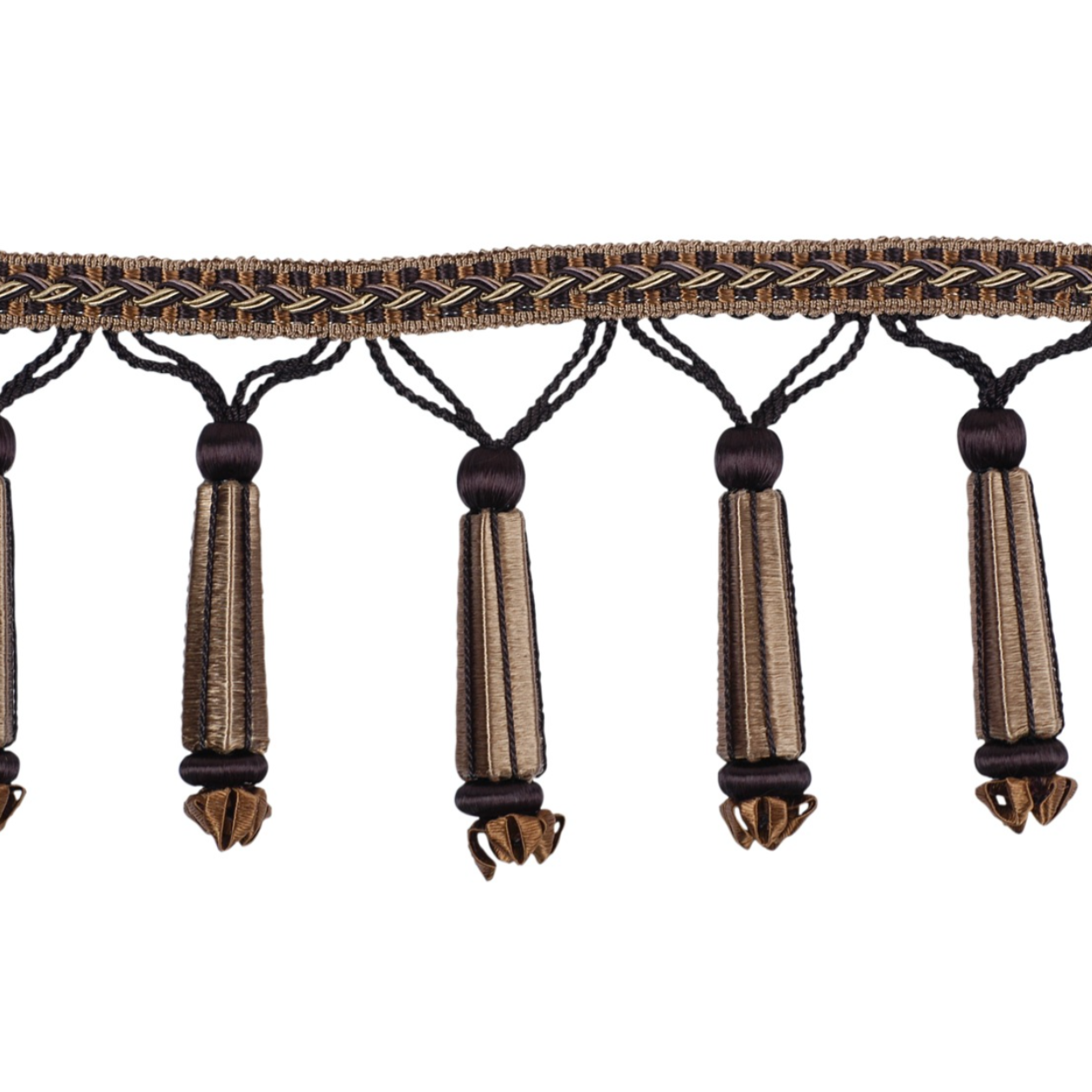 Decoluxe Beaded Fringe 95mm Trim Pewter Noir