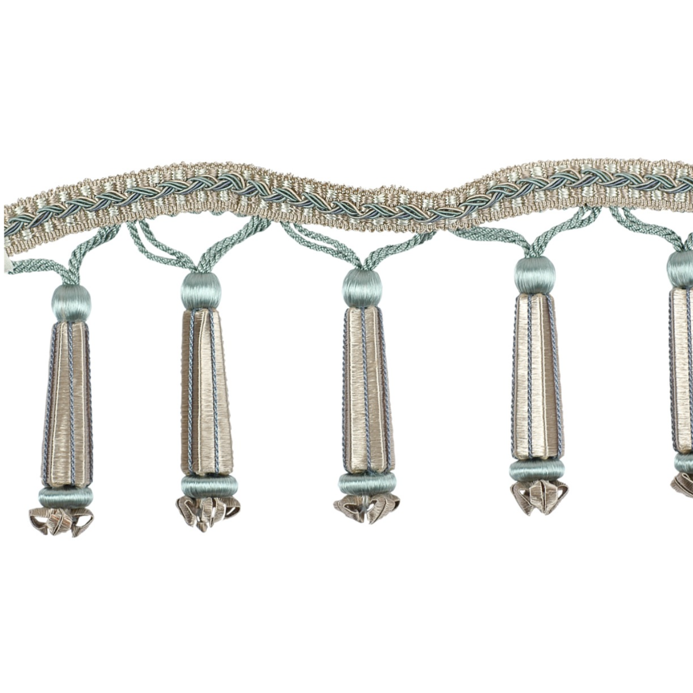 Decoluxe Beaded Fringe 95mm Trim Seafoam