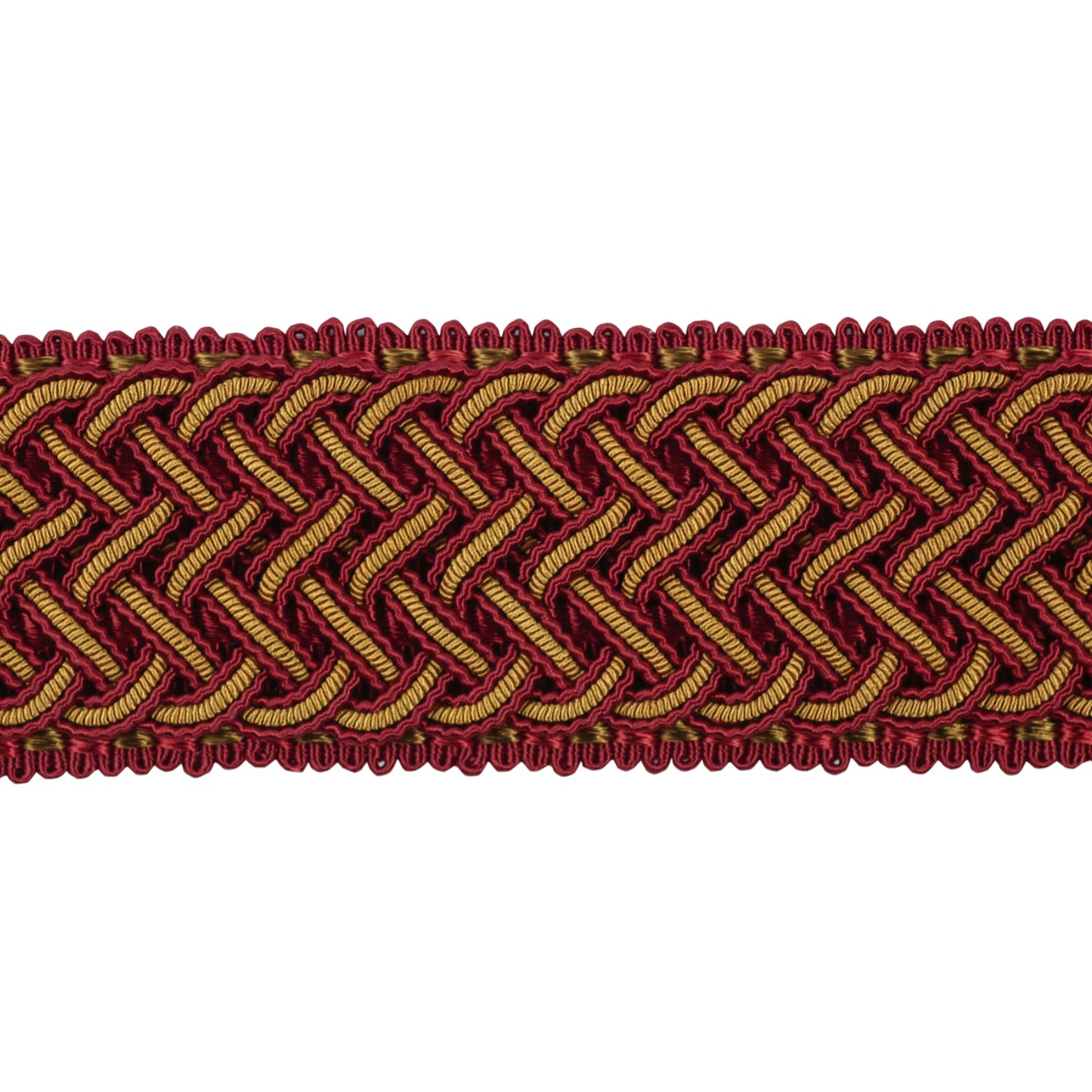Decoluxe Braided Border 45mm Trim Crimson Gold