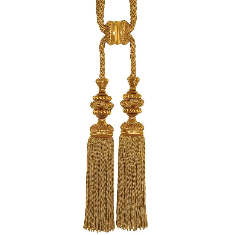 Fontenay gold tassel tieback on a white background