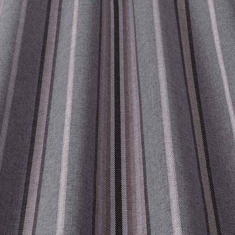 Close-up of Glenmore Stripe Fabric Smoke showcasing its durable plain weave and elegant grey and beige stripes. Perfect for high-performance upholstery applications.