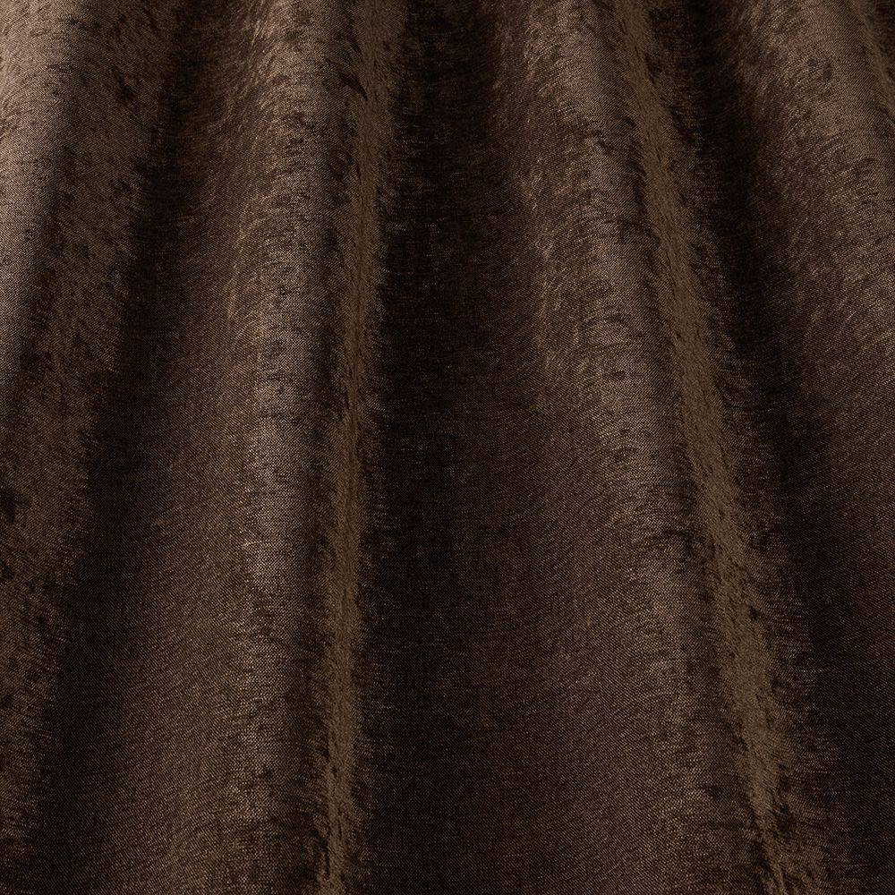 Grosvenor Contract Chenille Chocolate fabric draped to show soft sheen and luxurious texture, perfect for stain-resistant upholstery applications.