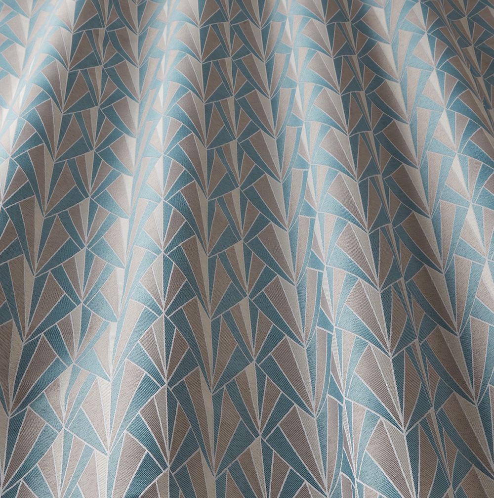 Art Deco Geometric Powder Blue Fabric