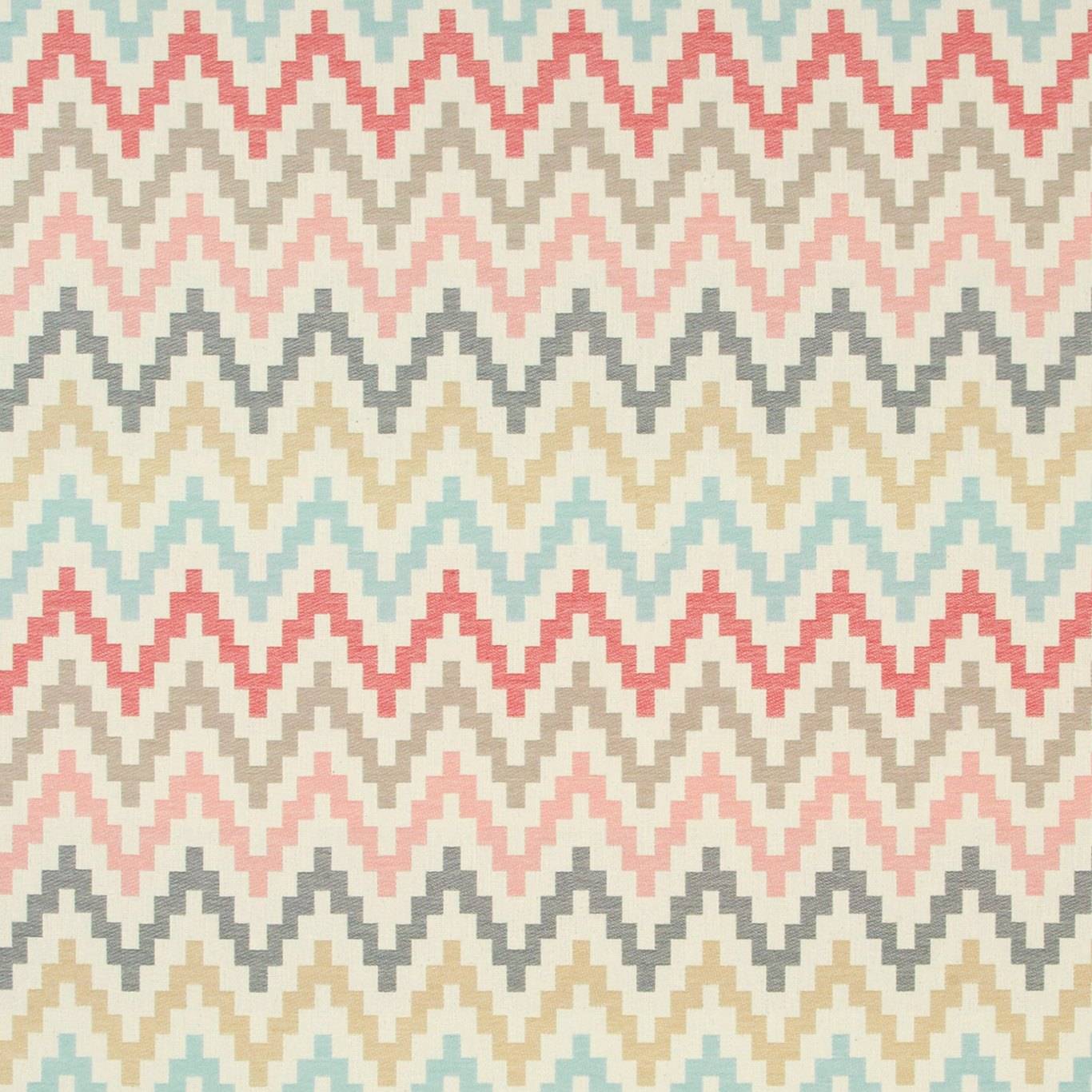 Kaitlyn Chevron Pastel fabric featuring a colourful zigzag pattern, ideal for children's bedroom curtains and upholstery projects.