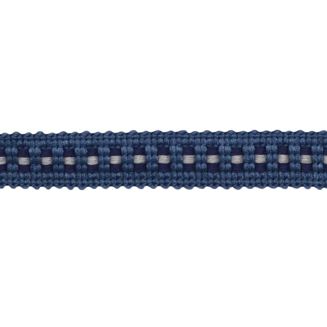 Laura Ashley Narrow Braid Trim Sea Spray in elegant blue, ideal for enhancing curtains, cushions, and upholstery with refined decorative accents.