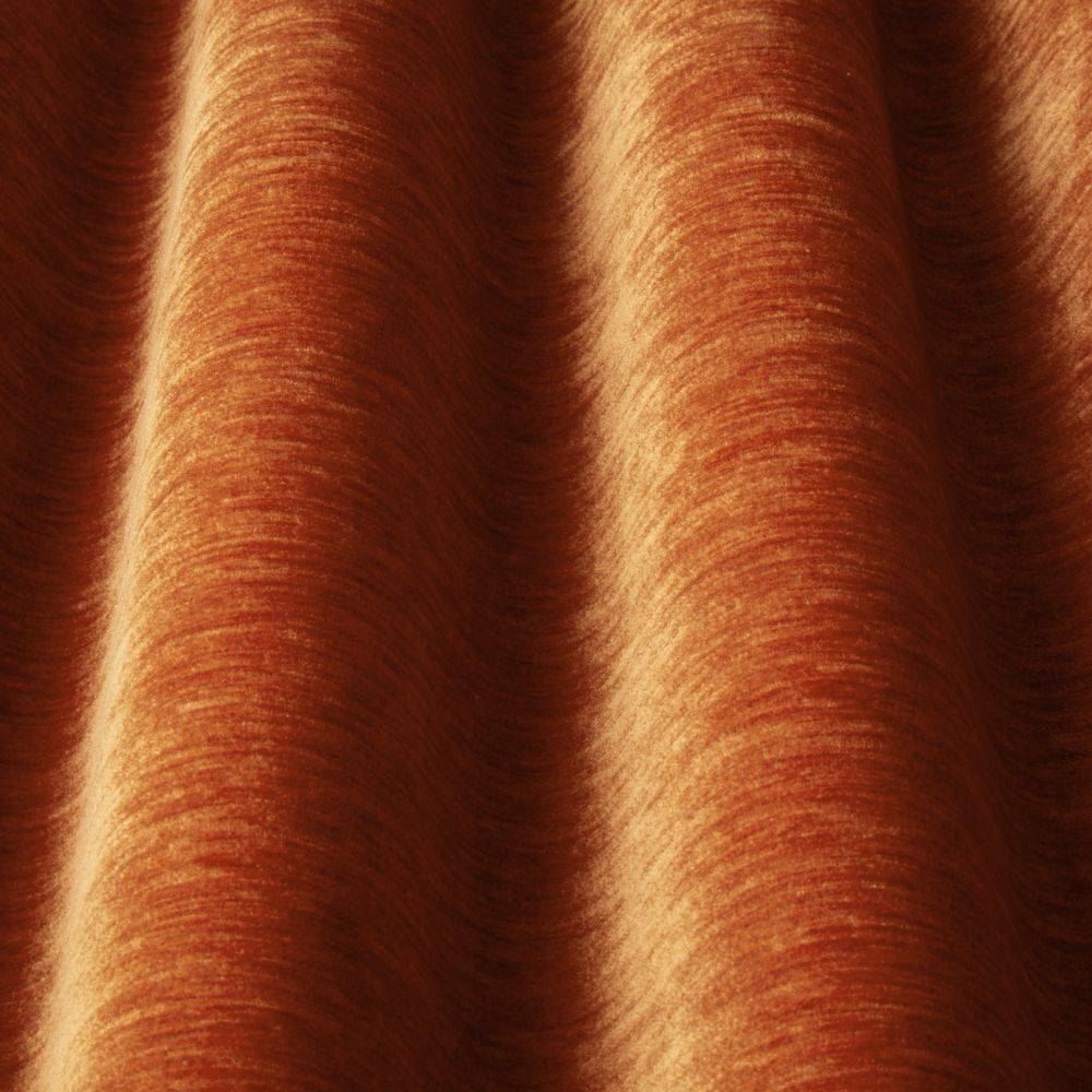 Luxe Contract Chenille Flame fabric in rich orange tones with a soft textured finish, ideal for durable upholstery in commercial interiors.