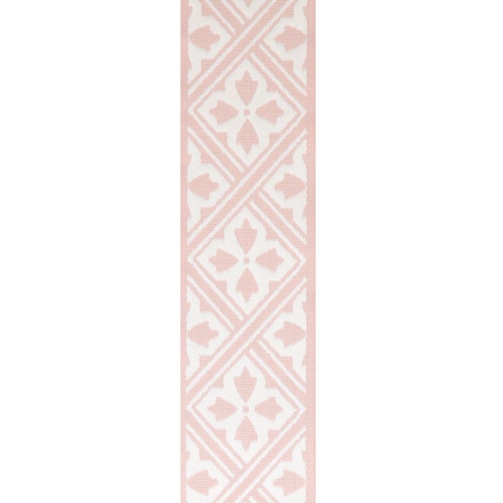 Laura Ashley Mr Jones Border Blush trim with intricate geometric floral motifs in blush pink and white, perfect for enhancing home interiors.