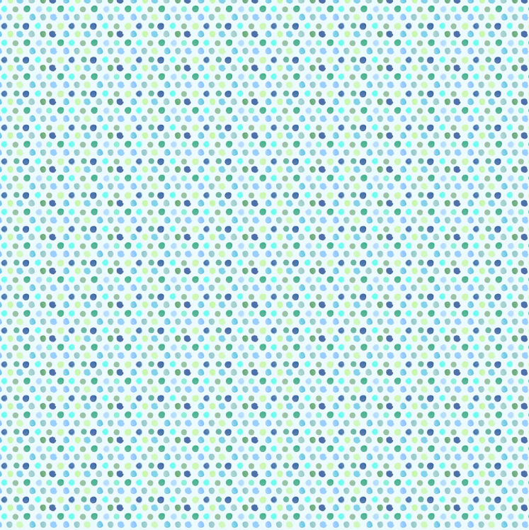 Junior Polka Dot Fabric Sky featuring a dense pattern of blue and green polka dots, perfect for interior design and kids' room projects.