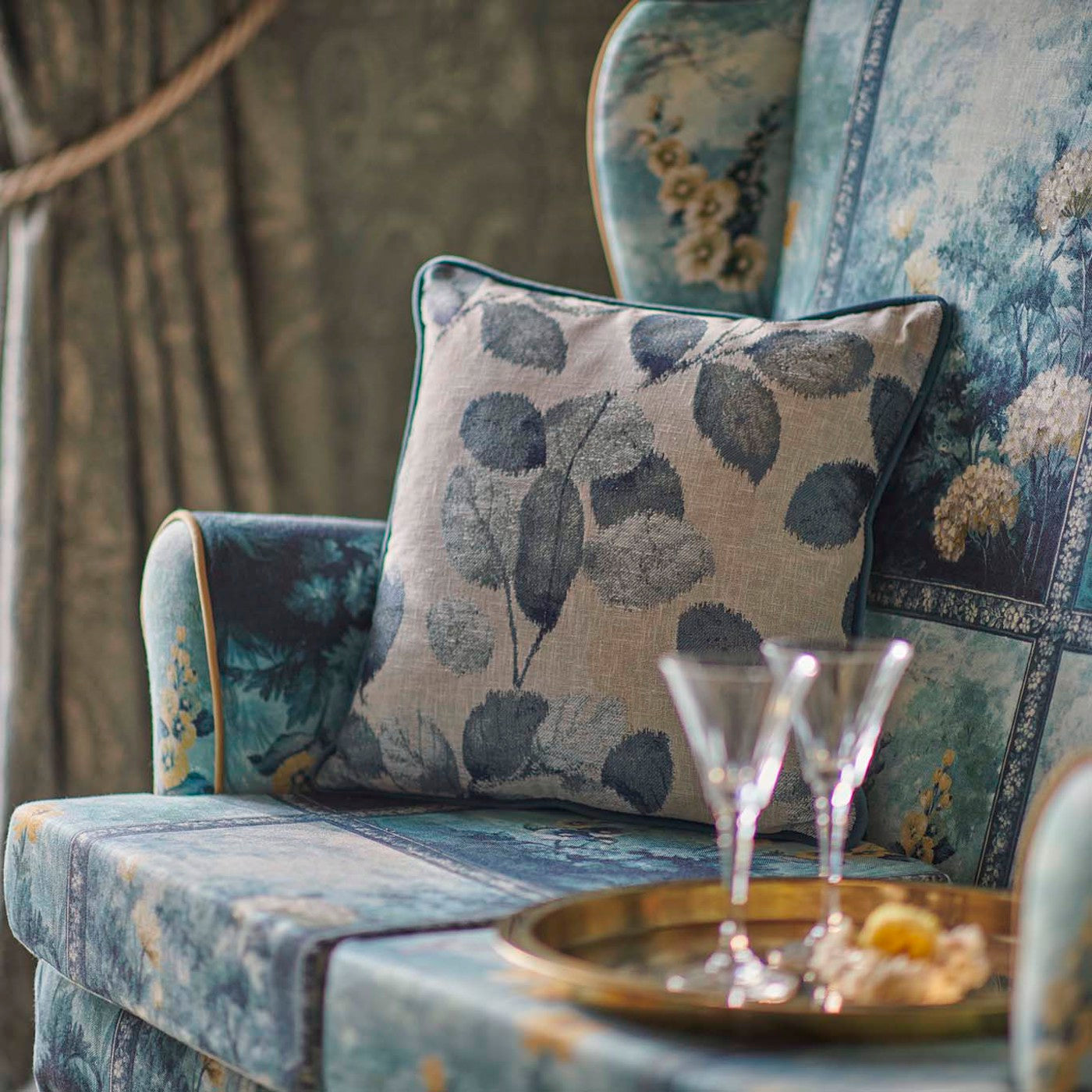 Rambling Leaf Jacquard Denim/Linen