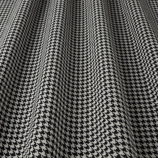 Close-up of black and white houndstooth pattern fabric