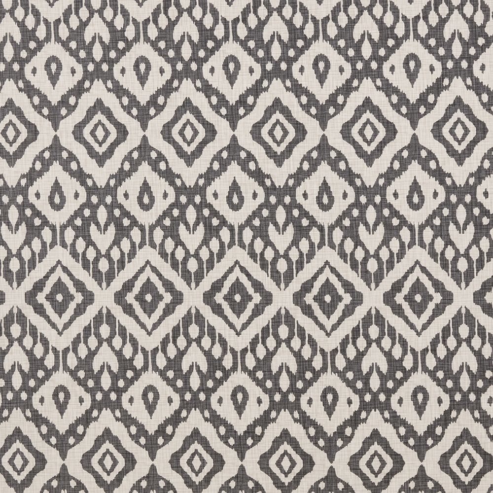 Close-up of Safi Moroccan Ikat fabric in anthracite, featuring intricate geometric patterns inspired by traditional Moroccan textiles.