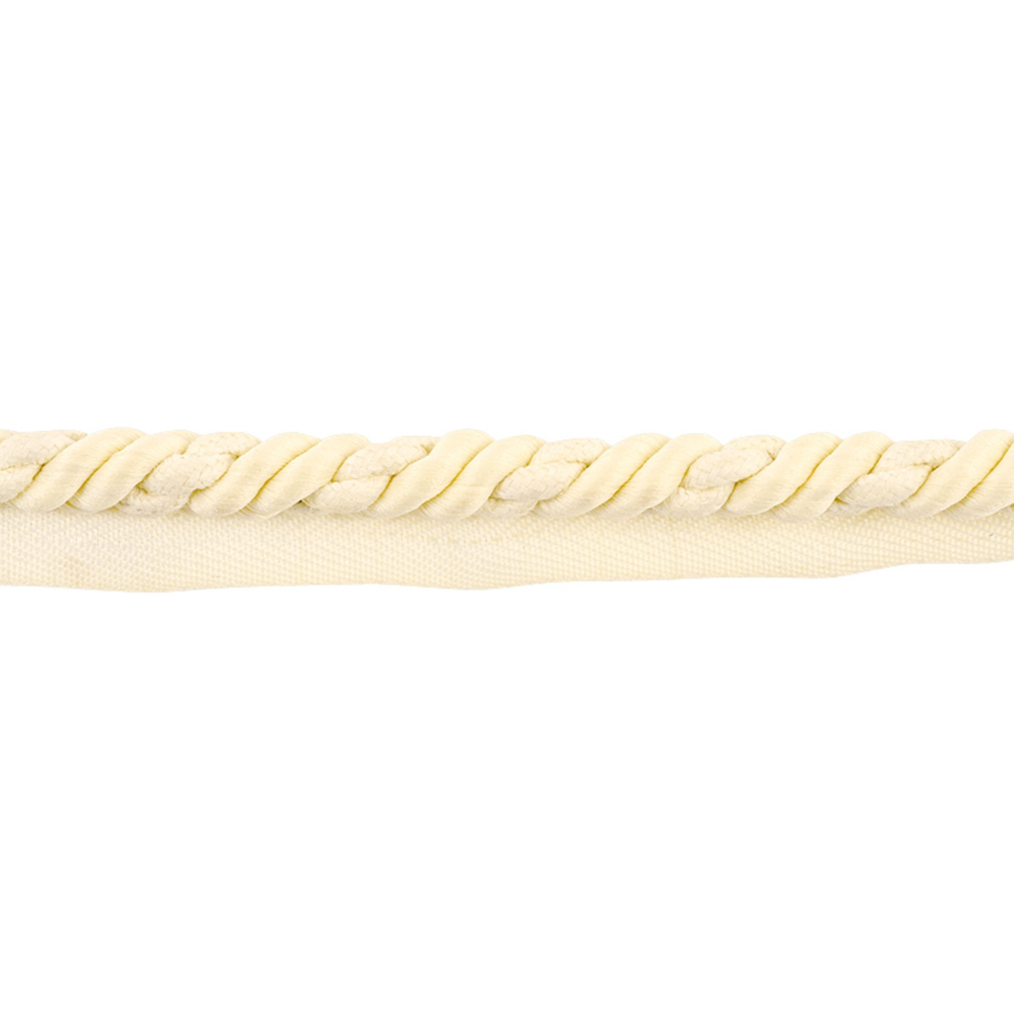 Close-up of a beige piping cord on a white background