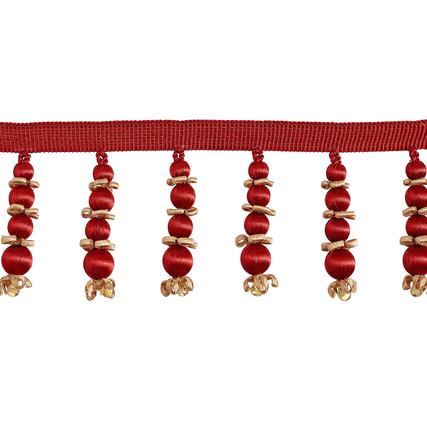 Valenza Beaded Drop Fringe 75mm Trim Cardinal