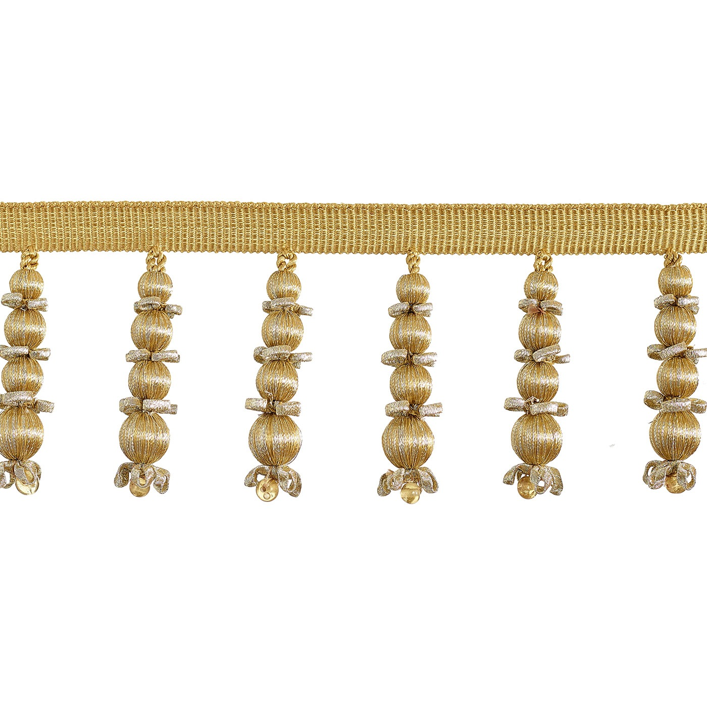 Valenza Beaded Drop Fringe 75mm Trim Gold