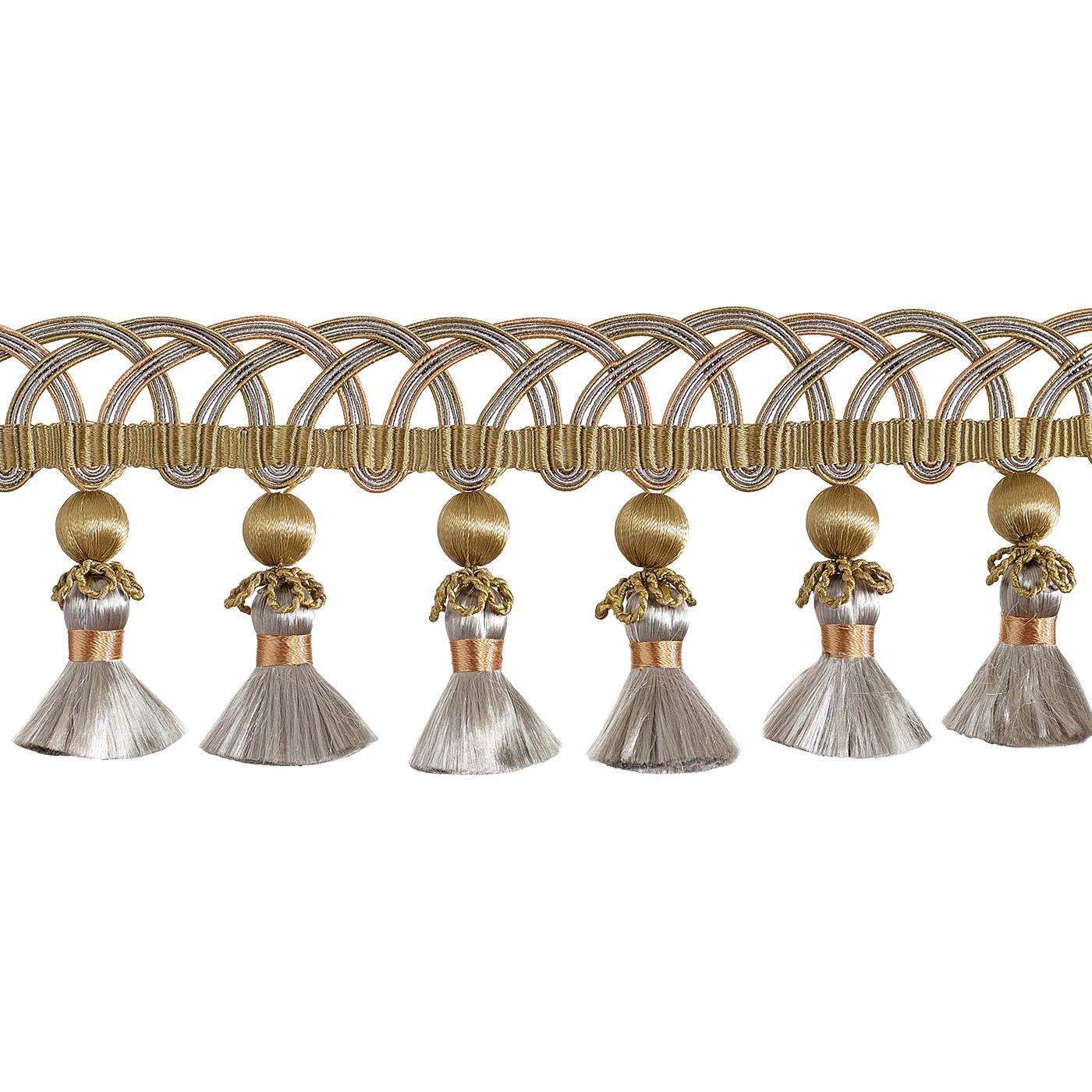 Valenza Looped Gimp Beaded Tassel Fringe 75mm Trim Amethyst Ash