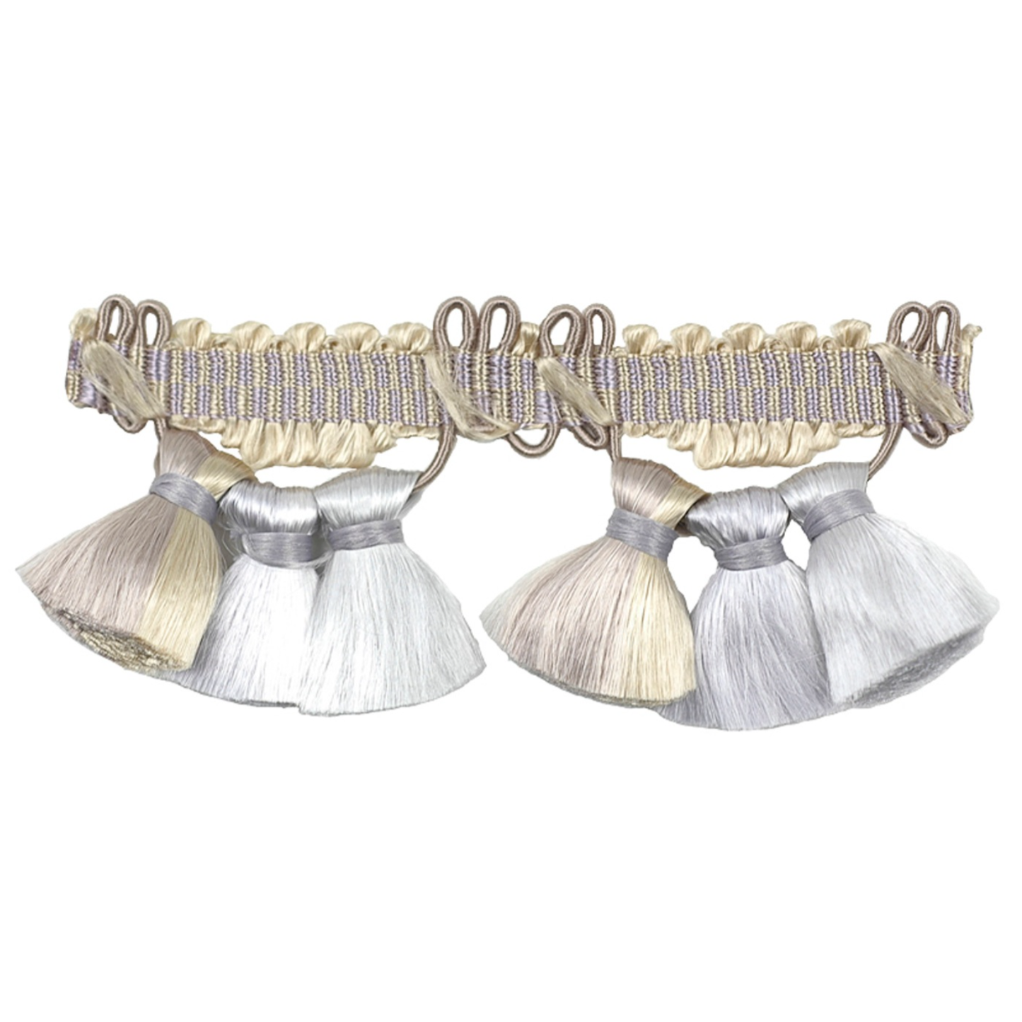 Versailles Tassel Fringe 23mm Trim Silver Lilac