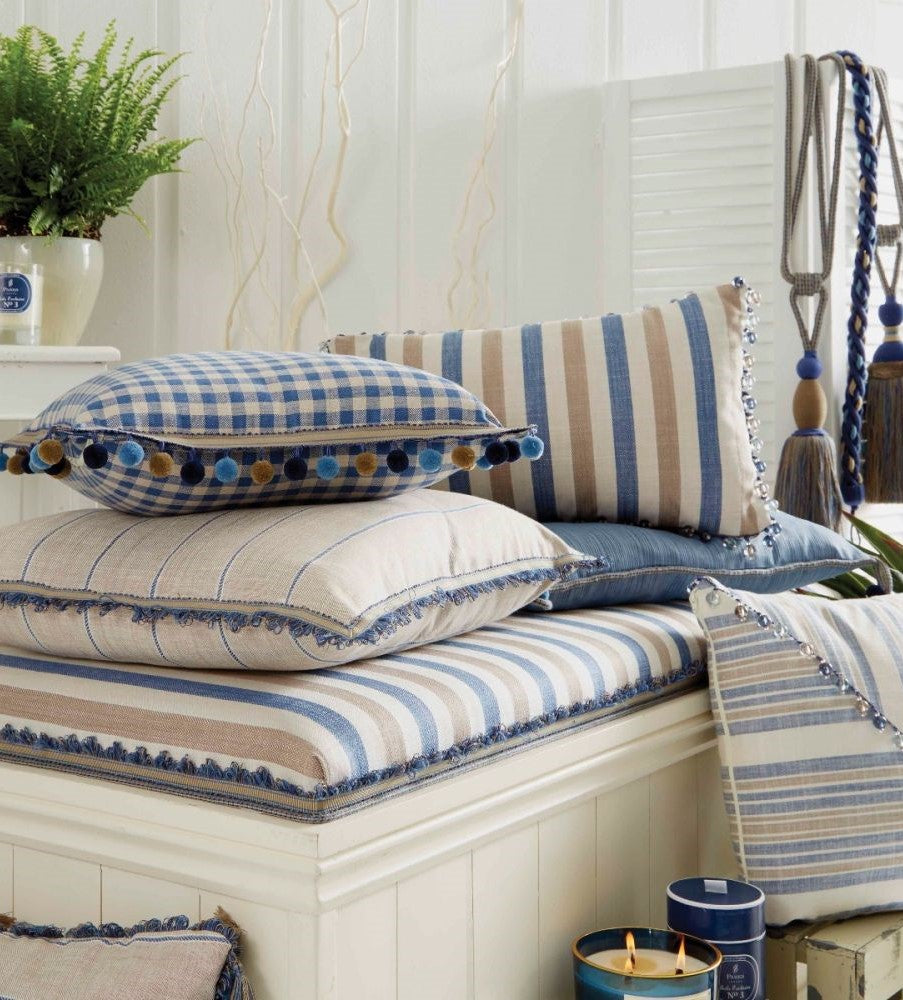 New England fabric cushions checks and stripes