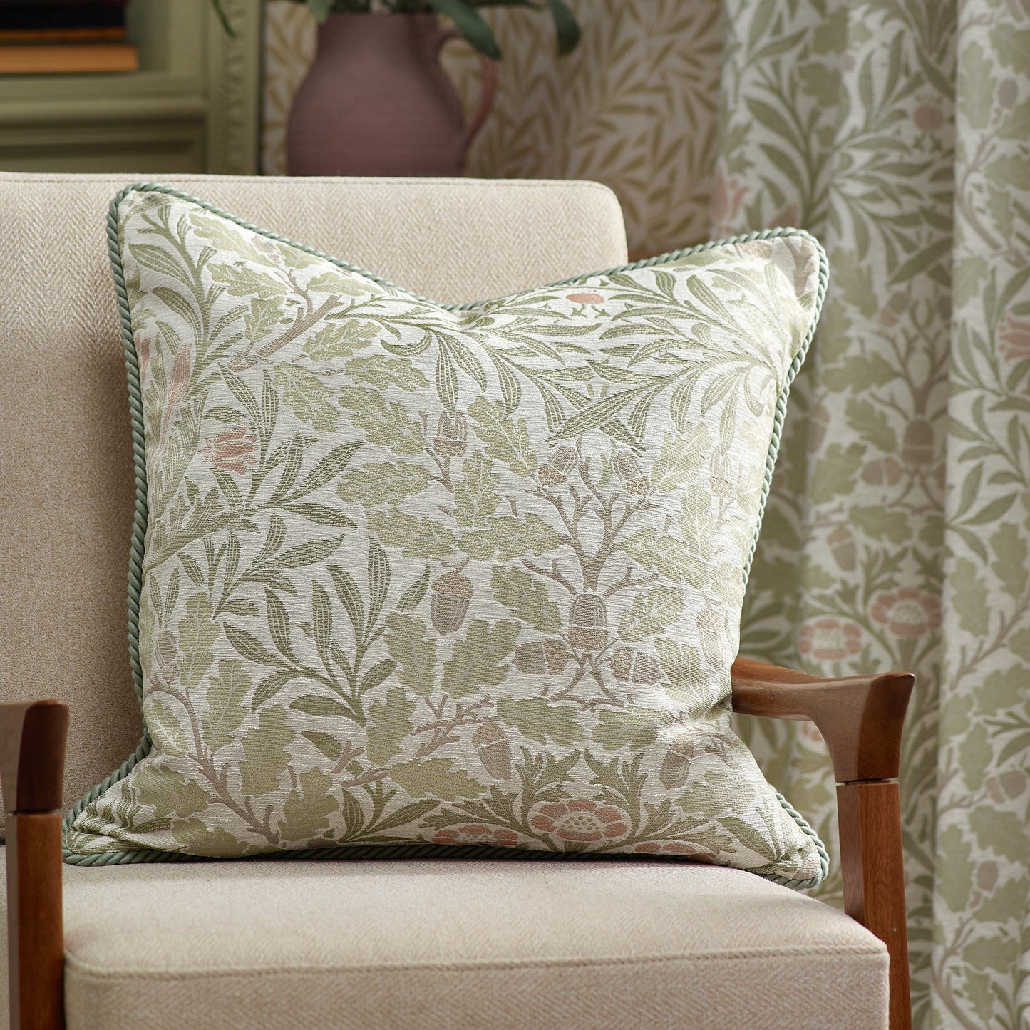 Acorn Multi Jacquard Cushion Stone-Sage