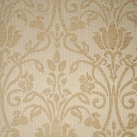 Audley Medallion Damask Chenille Taupe Fabric Upholstery