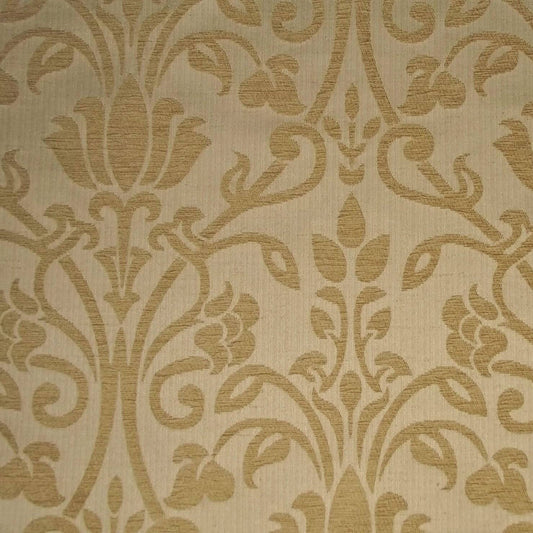 Audley Medallion Damask Chenille Gold Fabric Upholstery