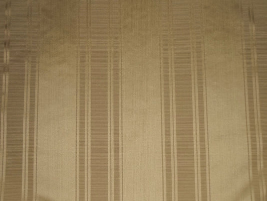 Blenheim Stripe Fabric Cream with a classic damask stripe design in gold tones, ideal for flame-retardant upholstery and curtains.