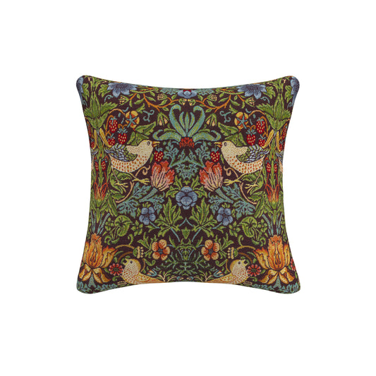 William Morris Strawberry Thief Tapestry Ebony Scatter Cushion