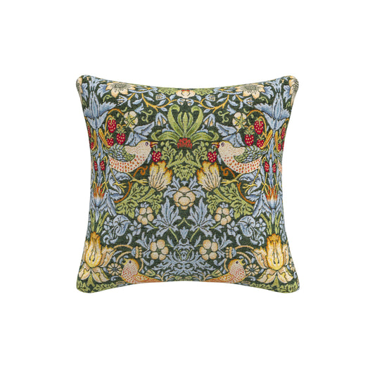 William Morris Strawberry Thief Tapestry Forest Green Scatter Cushion