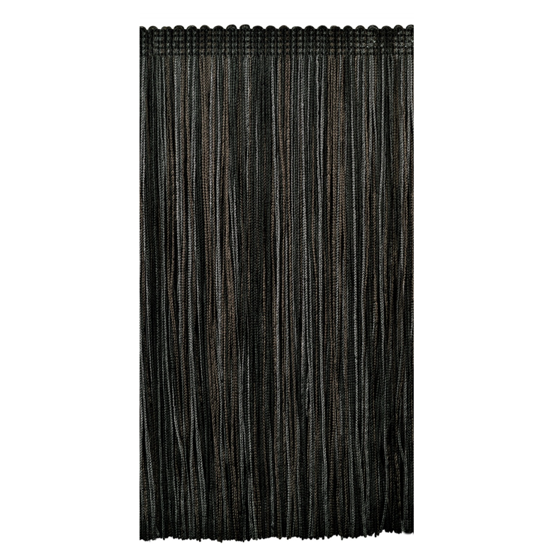 Black string curtain on a white background