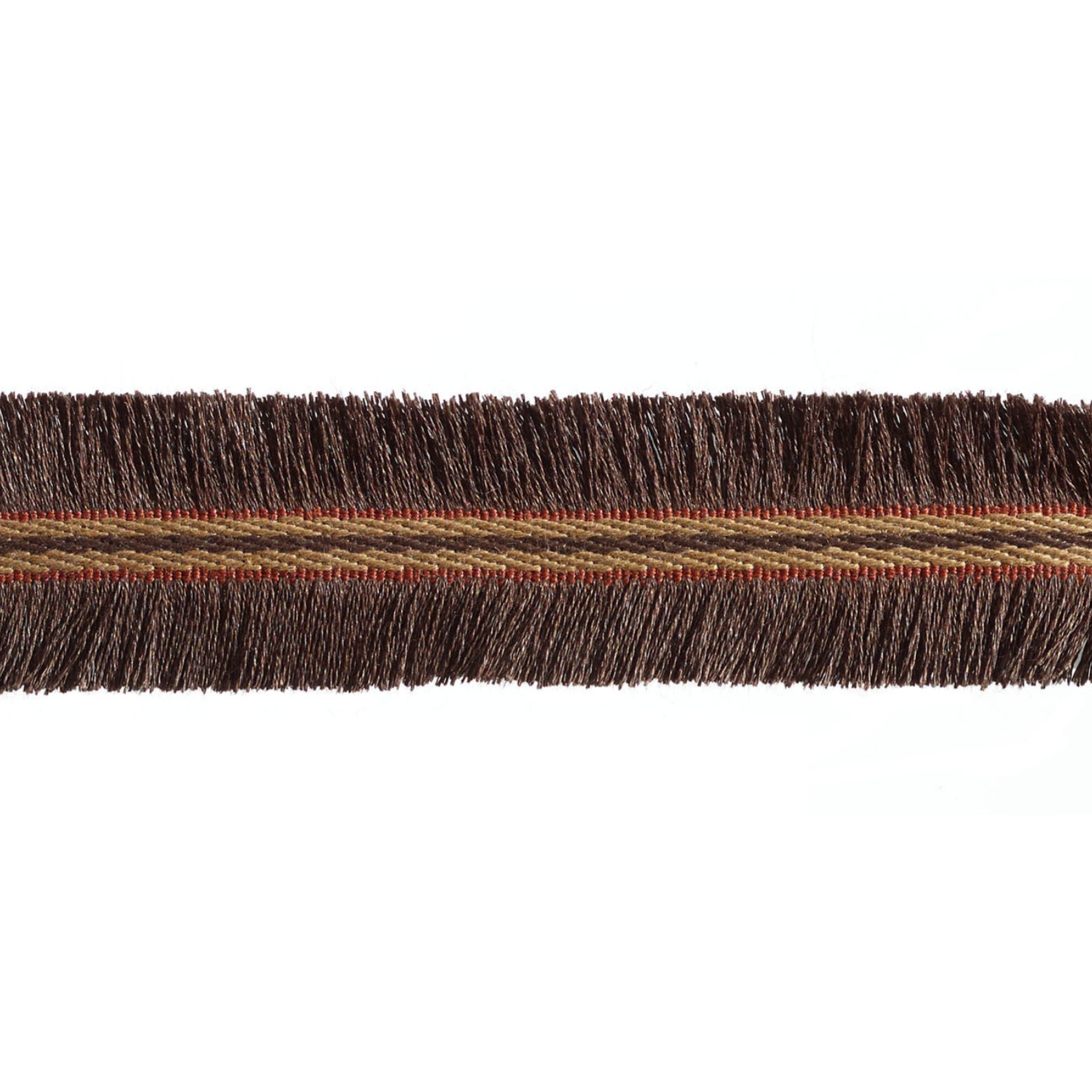 Brown frayed edge trim on a white background