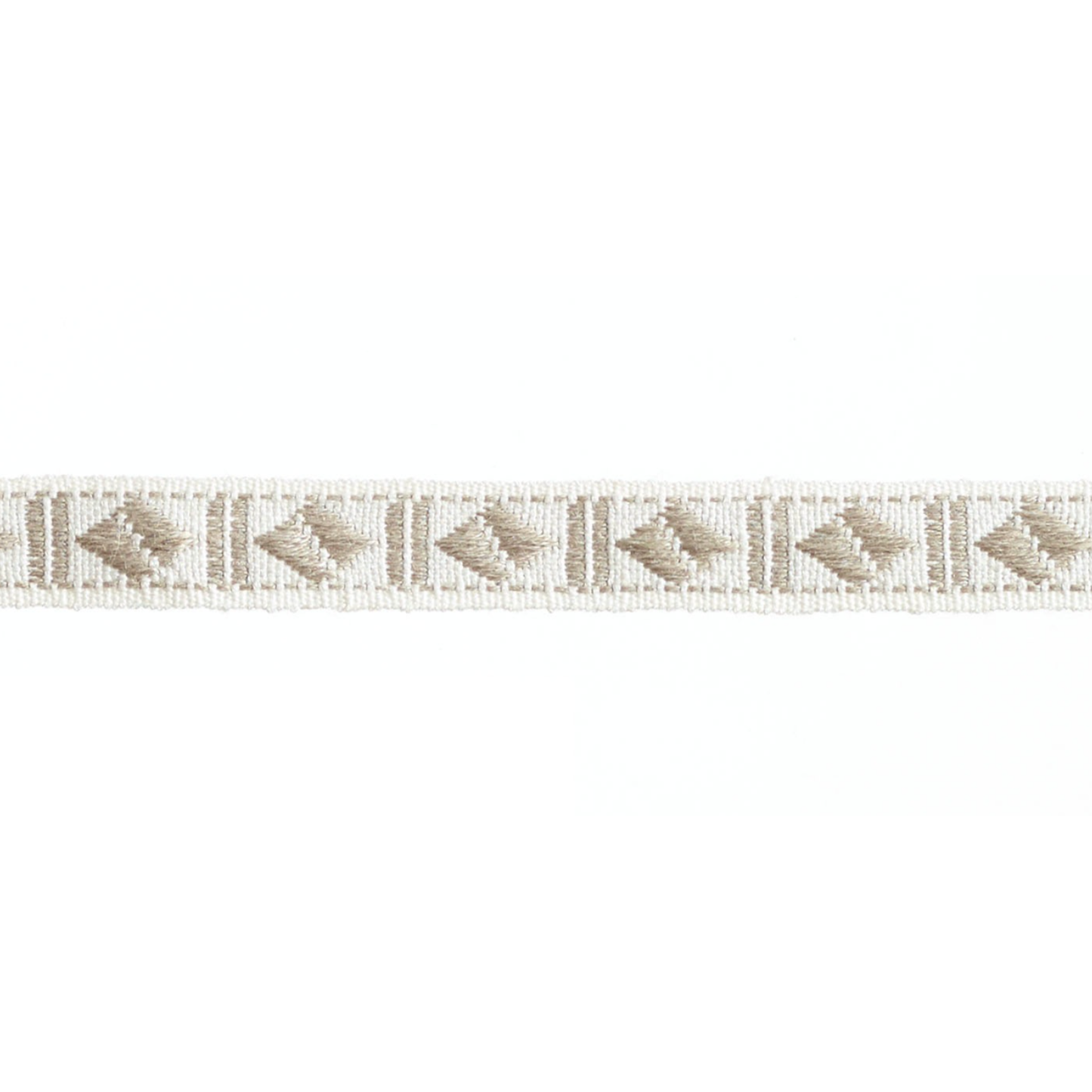 Decorative braid trim with a diamond pattern on a white background